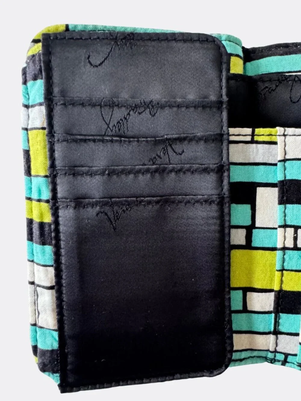 Vera Bradley Island Blooms Retired Trifold Organizer Wallet Turquoise Floral